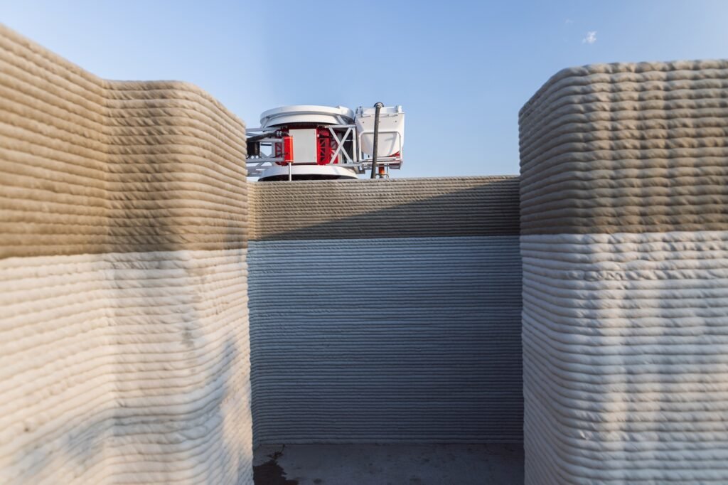 modern construction of 3D houses. printed house using a 3D printer