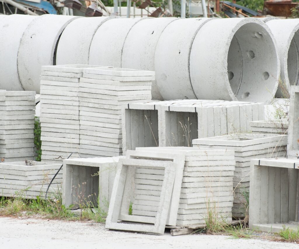 Various types of prefabricated concrete for discharges